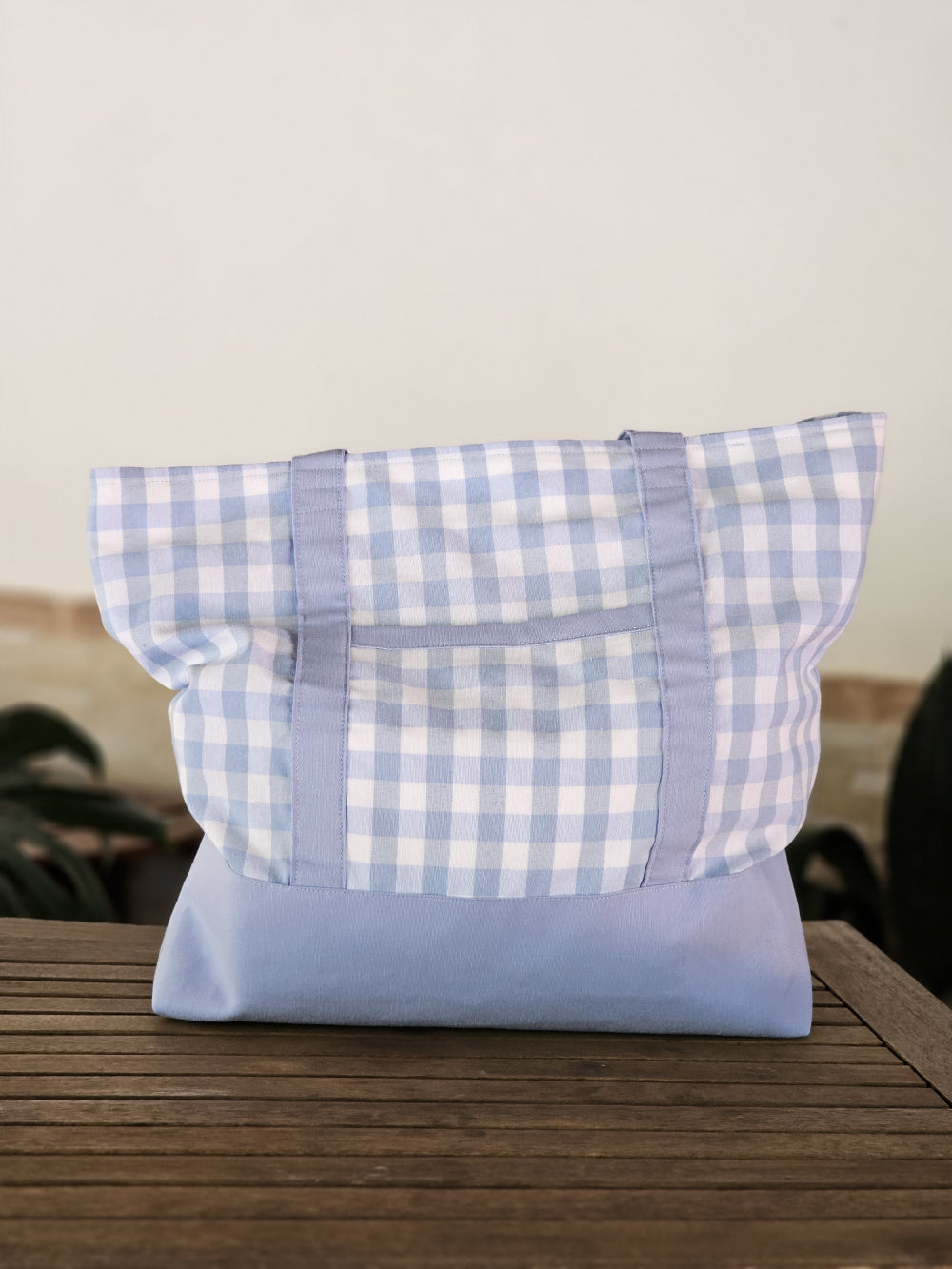 Bolsa XL para playa de loneta vichy