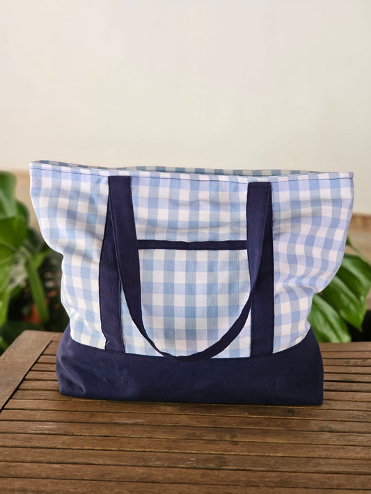 Bolsa XL para playa de loneta vichy