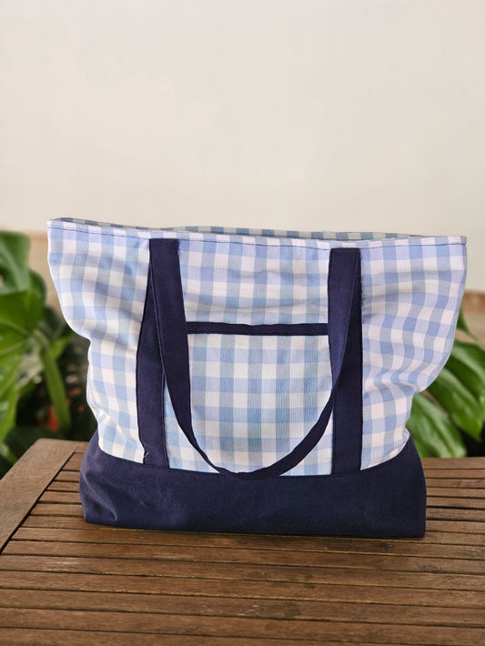 Bolsa XL para playa de loneta vichy