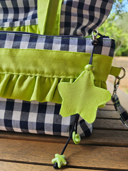 Bolsa XL para playa de loneta vichy fluor