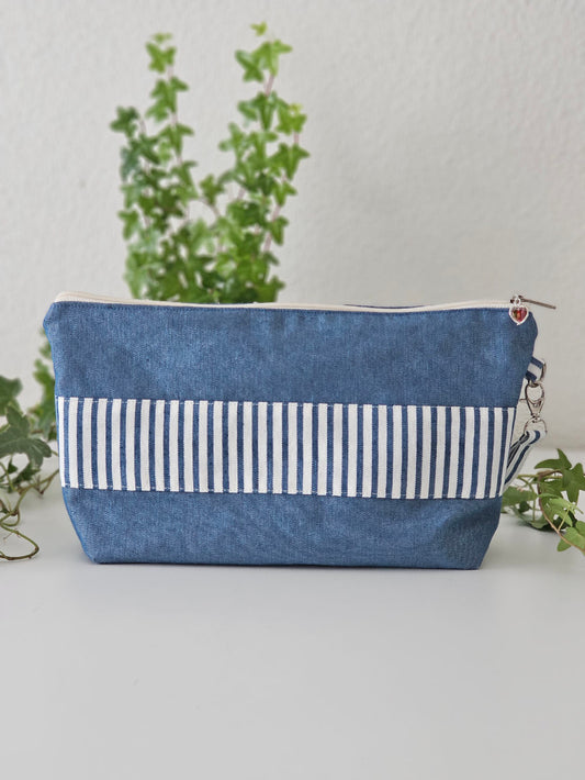 Neceser XL para playa de loneta a rayas