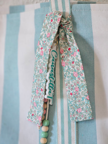 Bolsa XL para playa de loneta rayas y floral